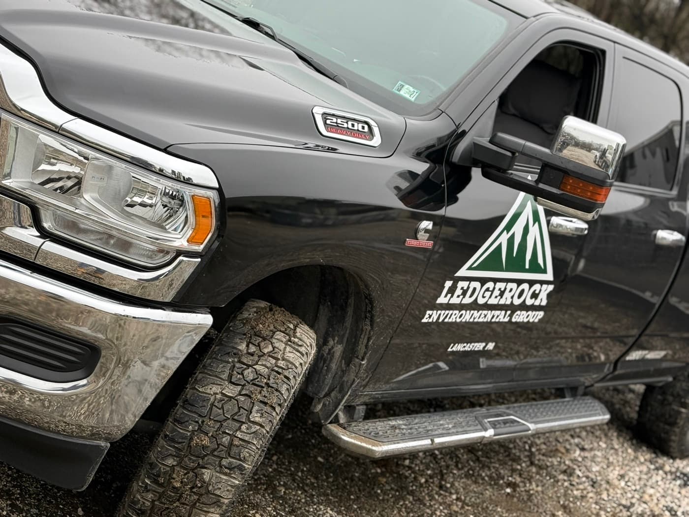 Ledgerock branded F-250 pickup truck